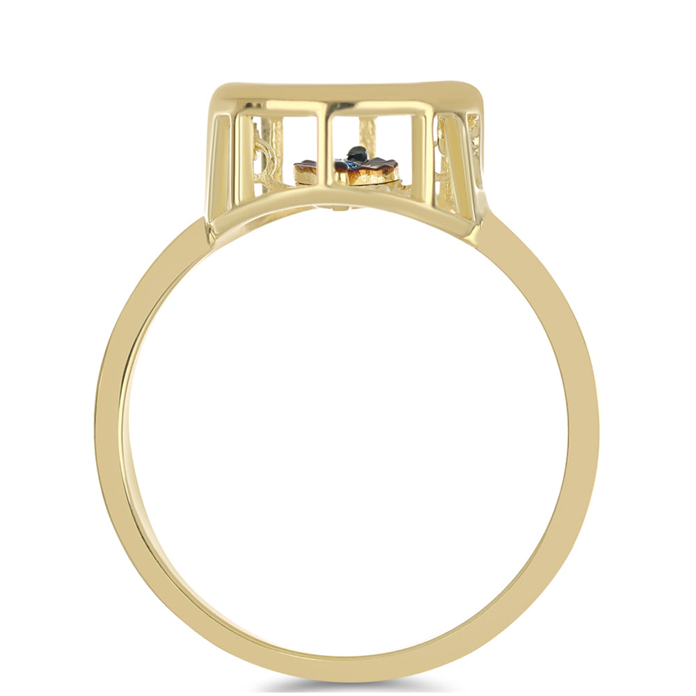 Pozlátený Strieborný Prsteň s Modrým tancujúcim diamantom