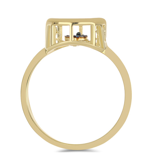 Pozlátený Strieborný Prsteň s Modrým tancujúcim diamantom