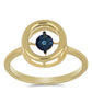 Pozlátený Strieborný Prsteň s Modrým tancujúcim diamantom
