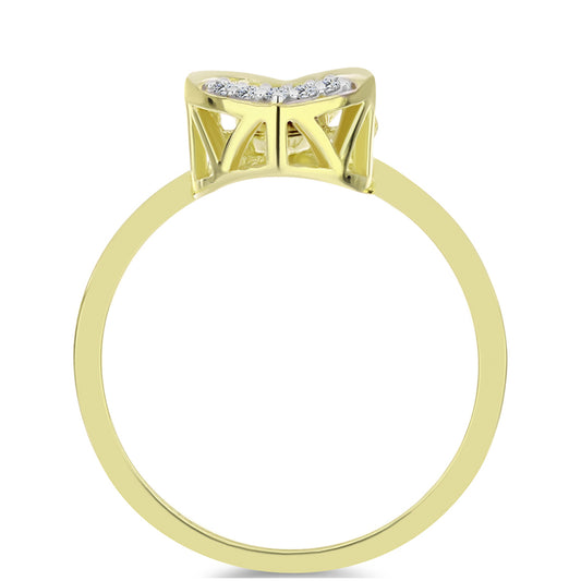 Pozlátený Strieborný Prsteň s Modrým tancujúcim diamantom a Bielym Topásom