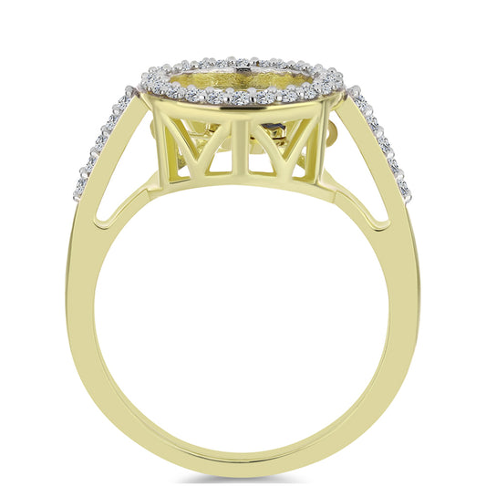 Pozlátený Strieborný Prsteň s Modrým tancujúcim diamantom a Bielym Topásom