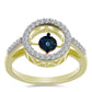 Pozlátený Strieborný Prsteň s Modrým tancujúcim diamantom a Bielym Topásom