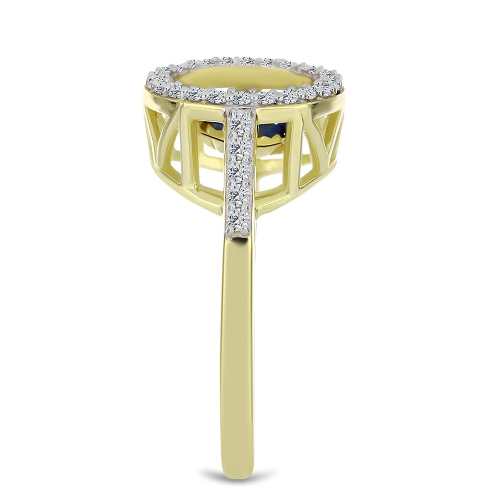 Pozlátený Strieborný Prsteň s Modrým tancujúcim diamantom a Bielym Topásom 4 