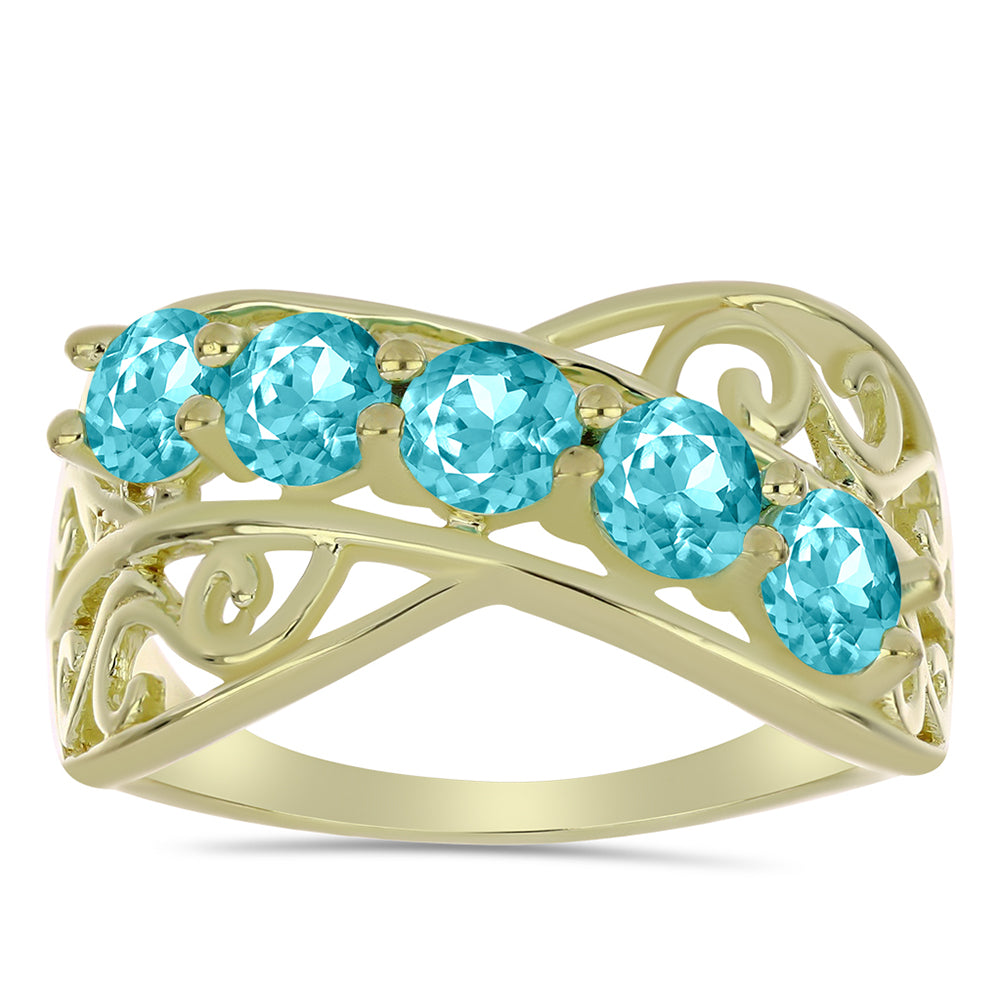 Pozlátený Strieborný Prsteň s Paraiba Kremeňom