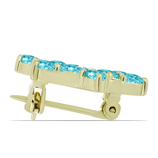 Pozlátený Strieborný Brošňa s Paraiba Kremeňom