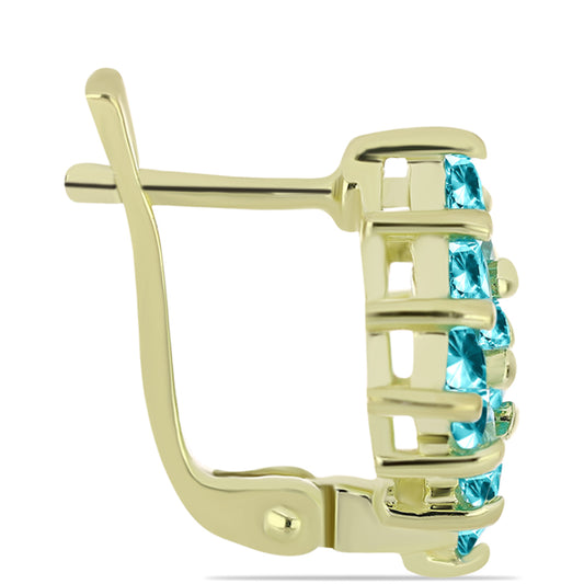 Pozlátené Strieborné Náušnice s Paraiba Kremeňom