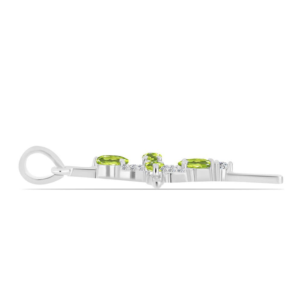 Kríž Strieborný Prívesok s Changbaiskym Olivínom a Bielym Topásom 2 