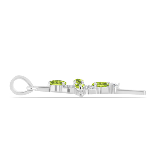 Kríž Strieborný Prívesok s Changbaiskym Olivínom a Bielym Topásom