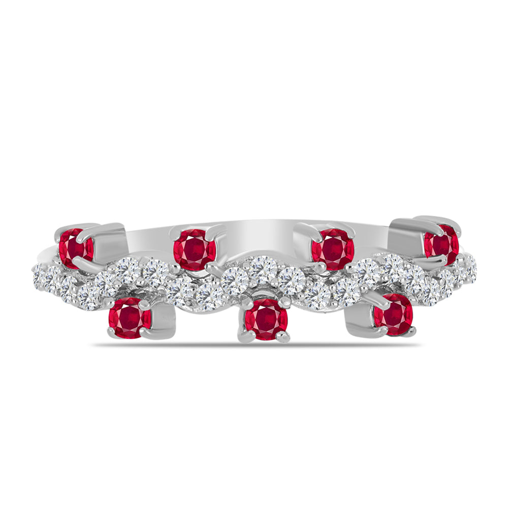 Strieborný Prsteň s Madagaskarským Rubínom a Bielym Topásom 1 