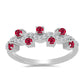 Strieborný Prsteň s Madagaskarským Rubínom a Bielym Topásom