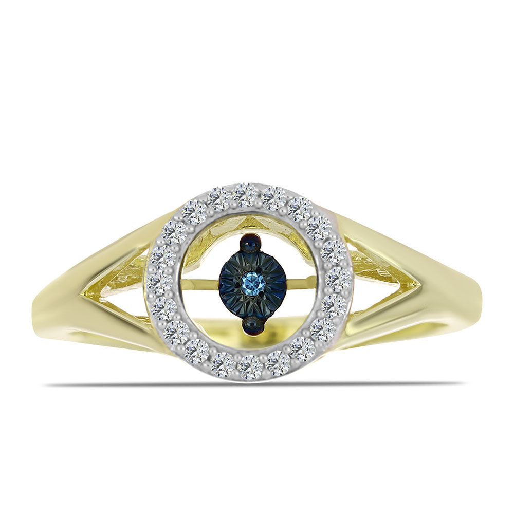Pozlátený Strieborný Prsteň s Modrým tancujúcim diamantom a Bielym Topásom 1 