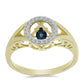 Pozlátený Strieborný Prsteň s Modrým tancujúcim diamantom a Bielym Topásom