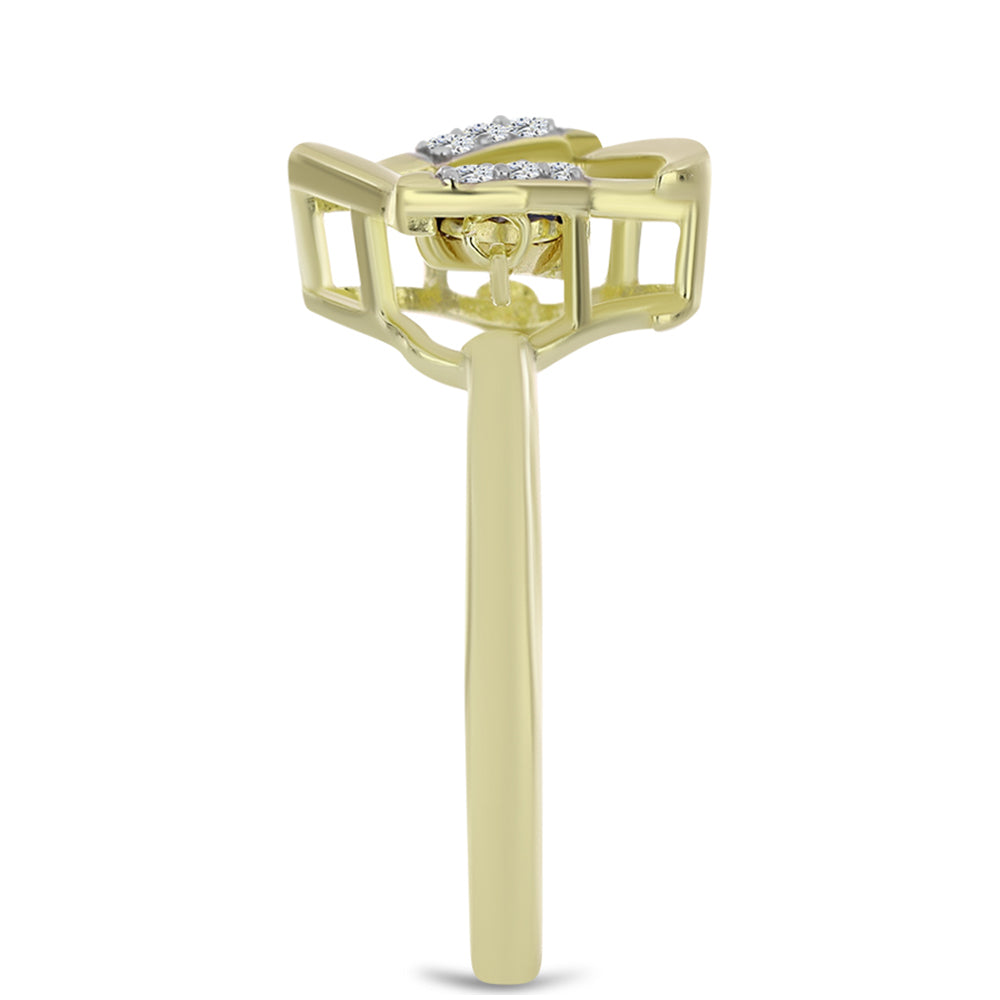 Pozlátený Strieborný Prsteň s Modrým tancujúcim diamantom a Bielym Topásom 4 