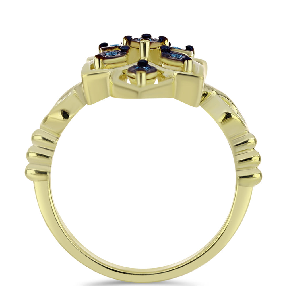 Pozlátený Strieborný Prsteň s Modrým tancujúcim diamantom