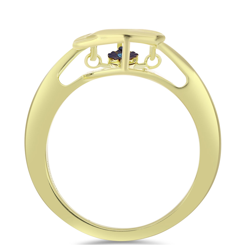 Pozlátený Strieborný Prsteň s Modrým tancujúcim diamantom