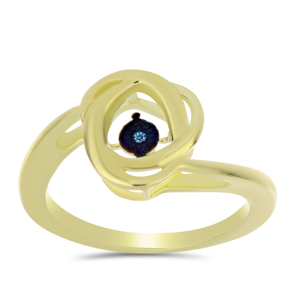 Pozlátený Strieborný Prsteň s Modrým tancujúcim diamantom