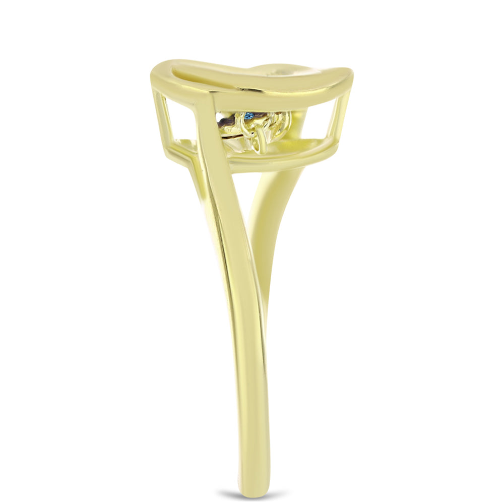 Pozlátený Strieborný Prsteň s Modrým tancujúcim diamantom 4 