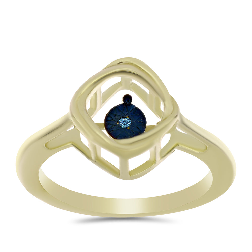 Pozlátený Strieborný Prsteň s Modrým tancujúcim diamantom