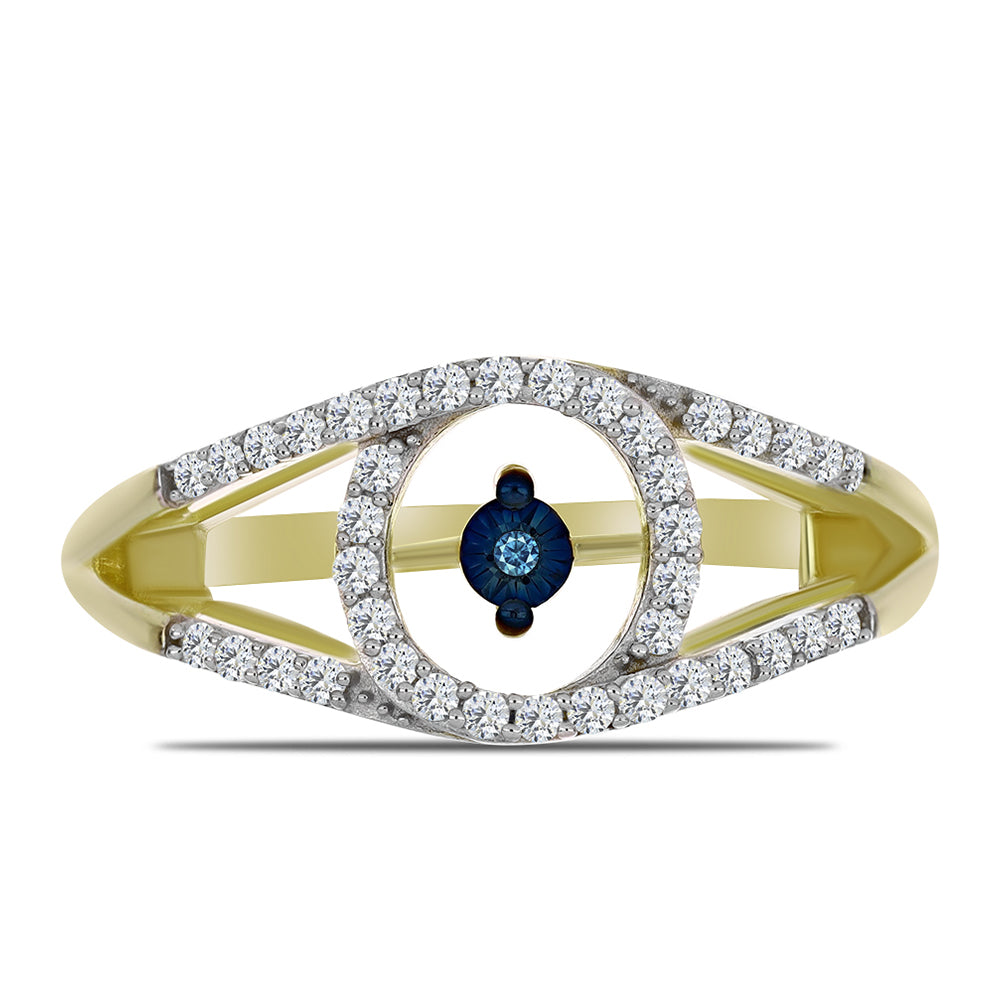 Pozlátený Strieborný Prsteň s Modrým tancujúcim diamantom a Bielym Topásom 1 