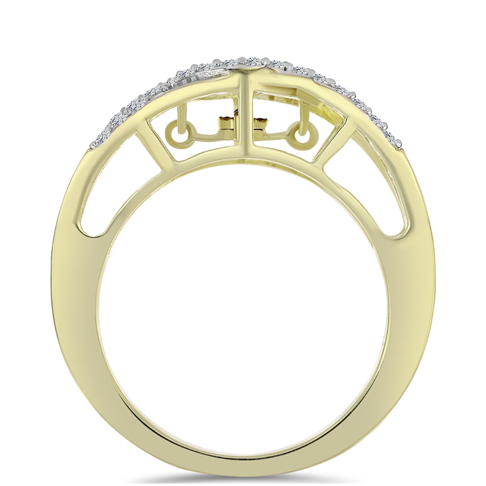 Pozlátený Strieborný Prsteň s Modrým tancujúcim diamantom a Bielym Topásom