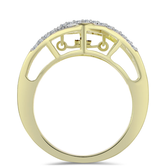 Pozlátený Strieborný Prsteň s Modrým tancujúcim diamantom a Bielym Topásom