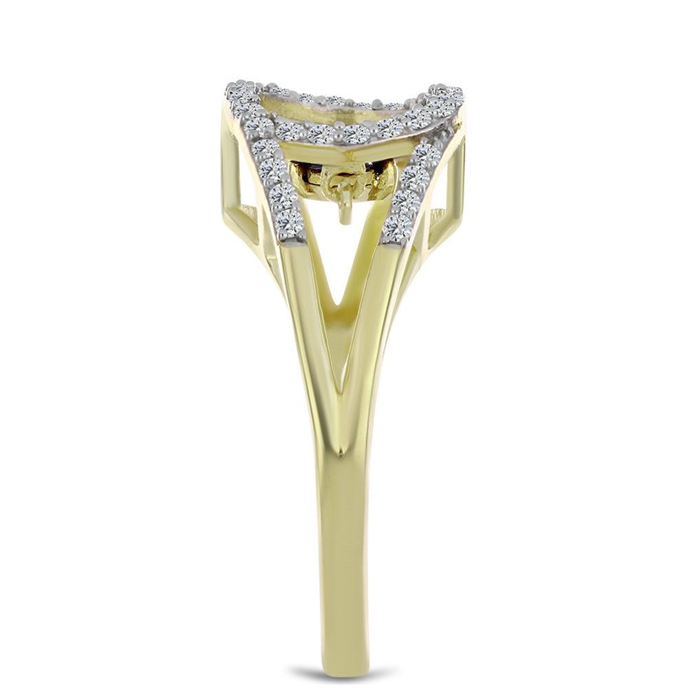 Pozlátený Strieborný Prsteň s Modrým tancujúcim diamantom a Bielym Topásom