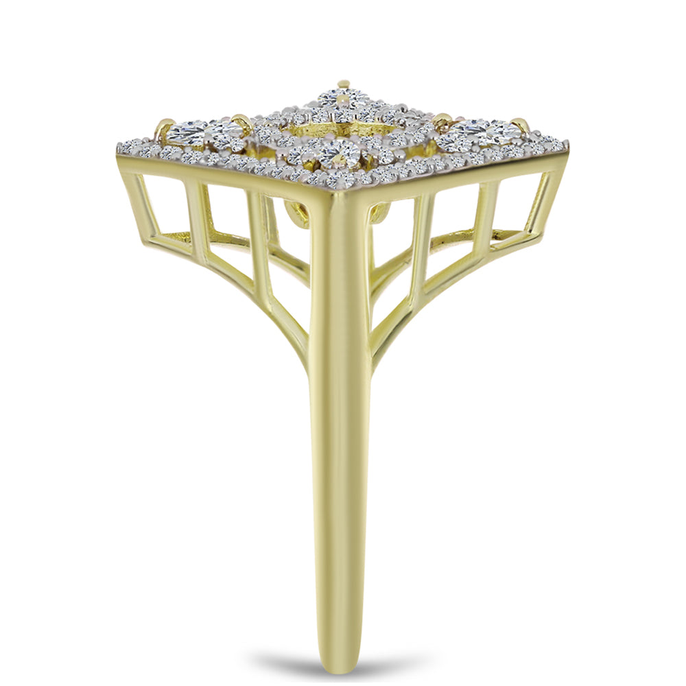 Pozlátený Strieborný Prsteň s Modrým tancujúcim diamantom a Bielym Topásom