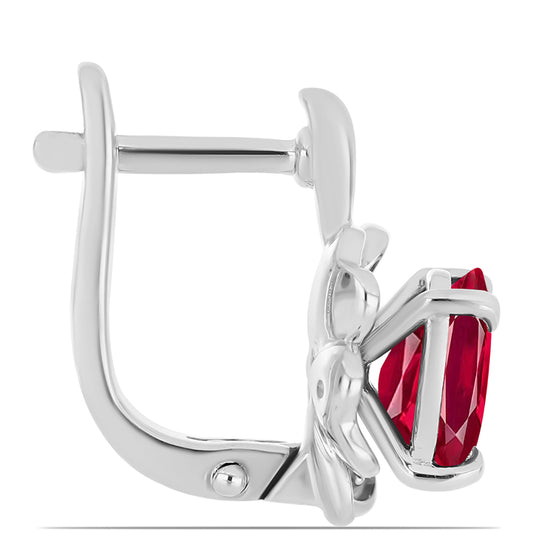 Strieborné Náušnice s Madagaskarským Rubínom a Bielym Topásom