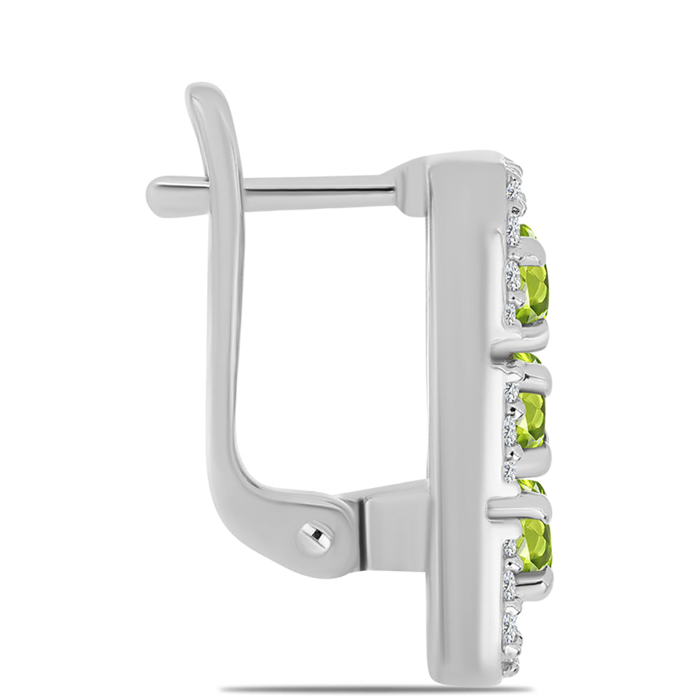 Strieborné Náušnice s Changbaiskym Olivínom a Bielym Topásom 2 