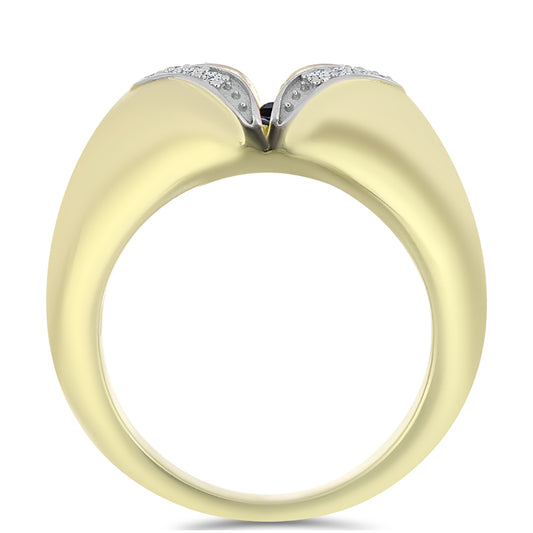 Pozlátený Strieborný Prsteň s Modrým tancujúcim diamantom a Bielym Topásom