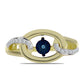 Pozlátený Strieborný Prsteň s Modrým tancujúcim diamantom a Bielym Topásom