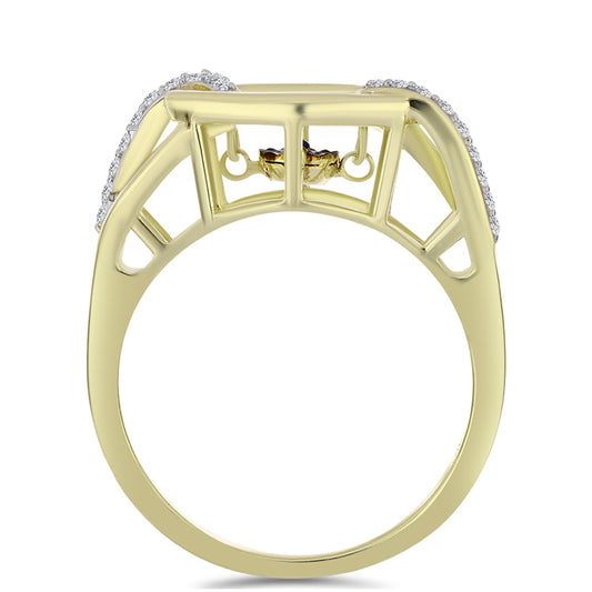 Pozlátený Strieborný Prsteň s Modrým tancujúcim diamantom a Bielym Topásom