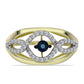Pozlátený Strieborný Prsteň s Modrým tancujúcim diamantom a Bielym Topásom