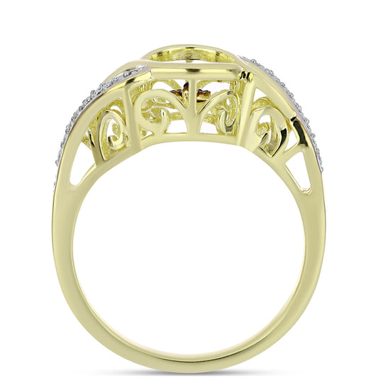 Pozlátený Strieborný Prsteň s Modrým tancujúcim diamantom a Bielym Topásom