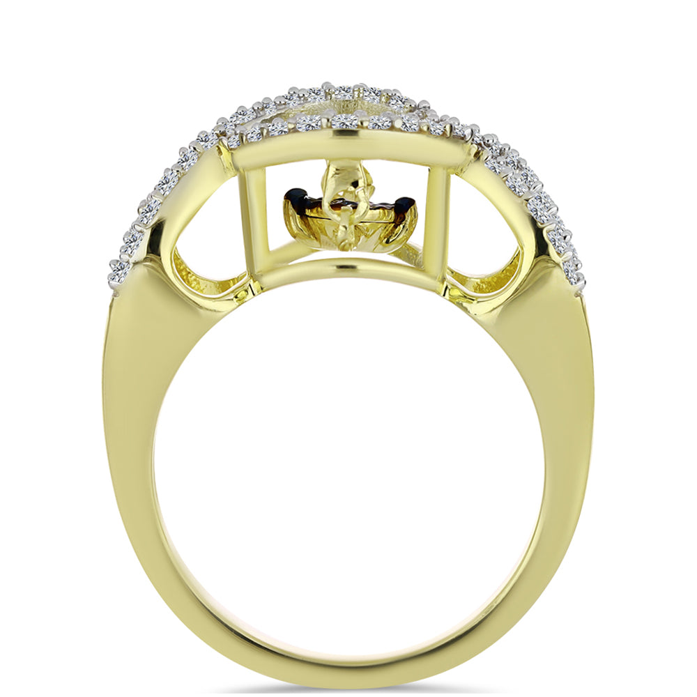 Pozlátený Strieborný Prsteň s Modrým tancujúcim diamantom a Bielym Topásom 2 