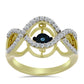 Pozlátený Strieborný Prsteň s Modrým tancujúcim diamantom a Bielym Topásom