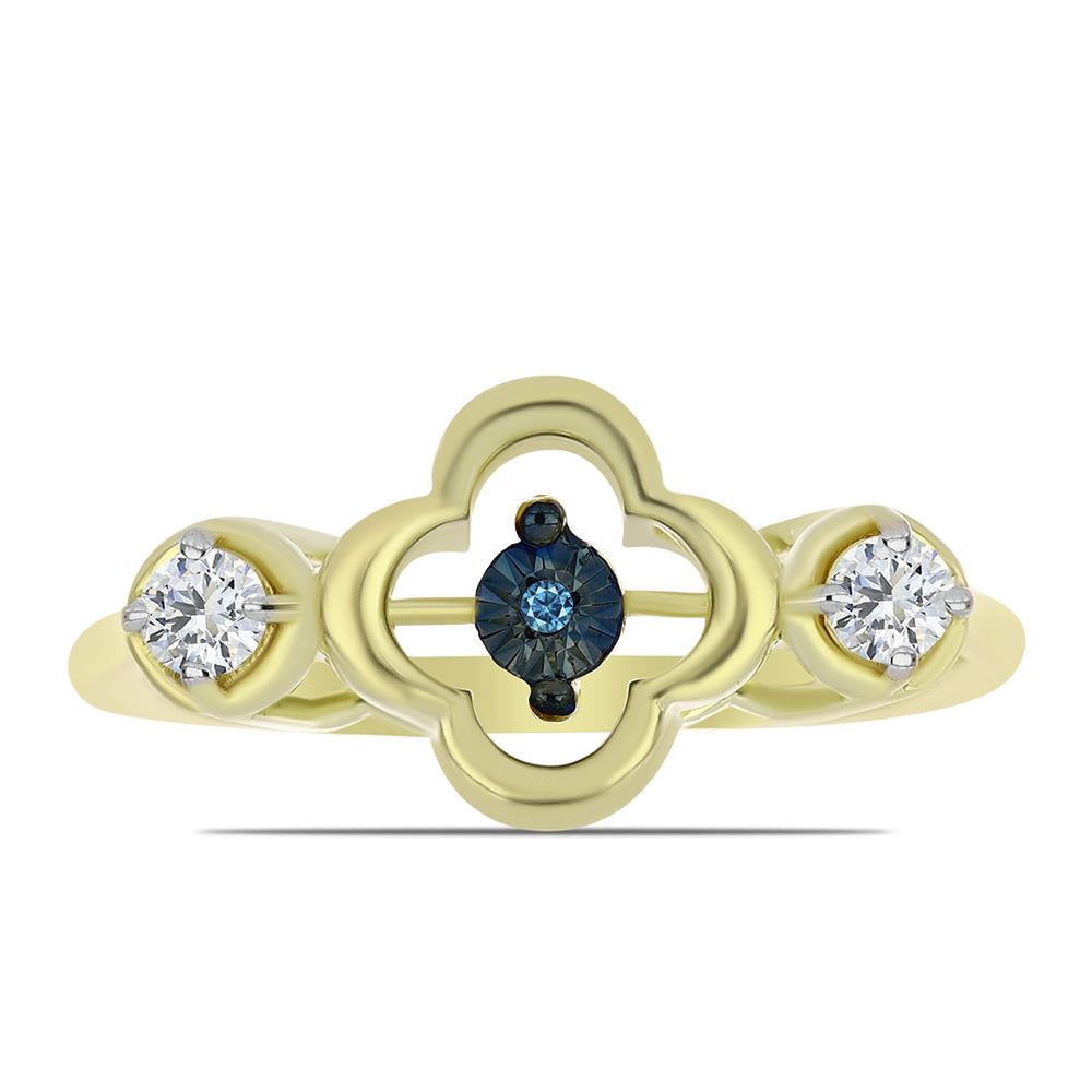 Pozlátený Strieborný Prsteň s Modrým tancujúcim diamantom a Bielym Topásom 1 