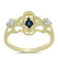 Pozlátený Strieborný Prsteň s Modrým tancujúcim diamantom a Bielym Topásom