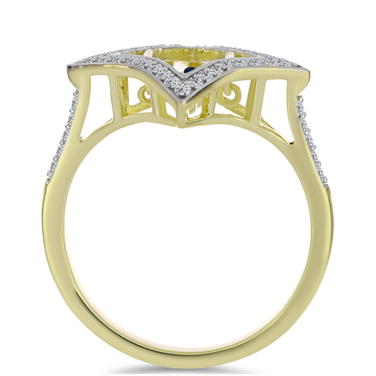 Pozlátený Strieborný Prsteň s Modrým tancujúcim diamantom a Bielym Topásom