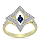 Pozlátený Strieborný Prsteň s Modrým tancujúcim diamantom a Bielym Topásom