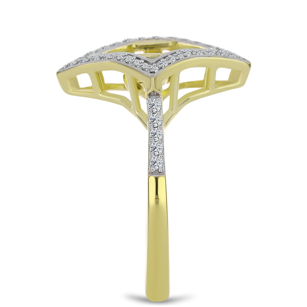 Pozlátený Strieborný Prsteň s Modrým tancujúcim diamantom a Bielym Topásom 4 