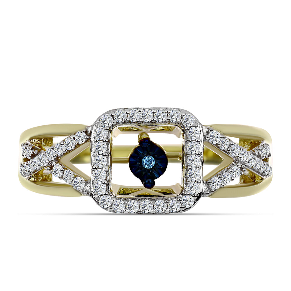 Pozlátený Strieborný Prsteň s Modrým tancujúcim diamantom a Bielym Topásom 1 