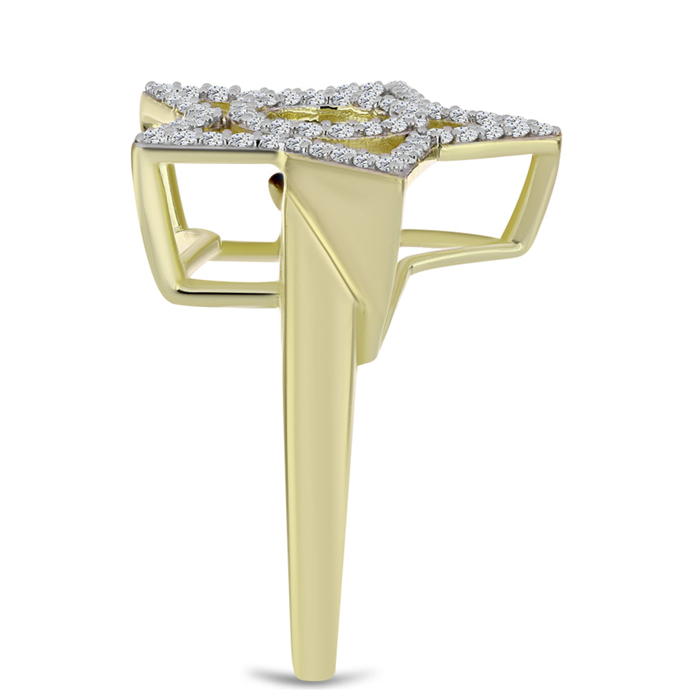 Pozlátený Strieborný Prsteň s Modrým tancujúcim diamantom a Bielym Topásom 4 