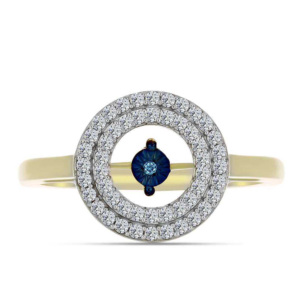 Pozlátený Strieborný Prsteň s Modrým tancujúcim diamantom a Bielym Topásom 1 