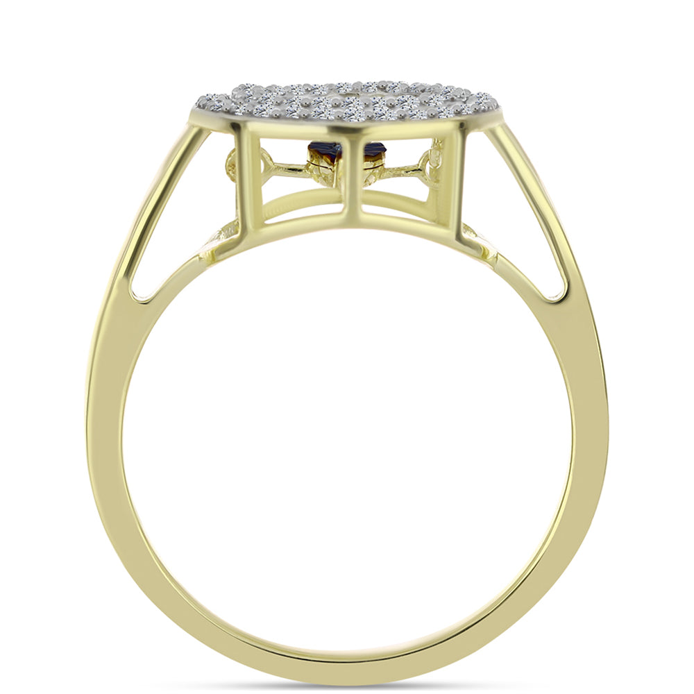 Pozlátený Strieborný Prsteň s Modrým tancujúcim diamantom a Bielym Topásom 2 