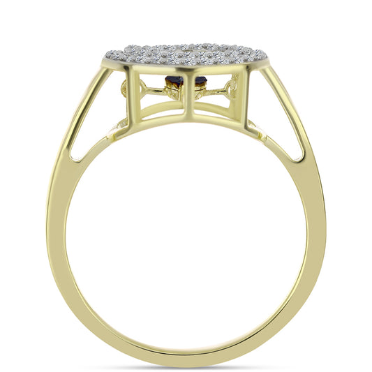 Pozlátený Strieborný Prsteň s Modrým tancujúcim diamantom a Bielym Topásom