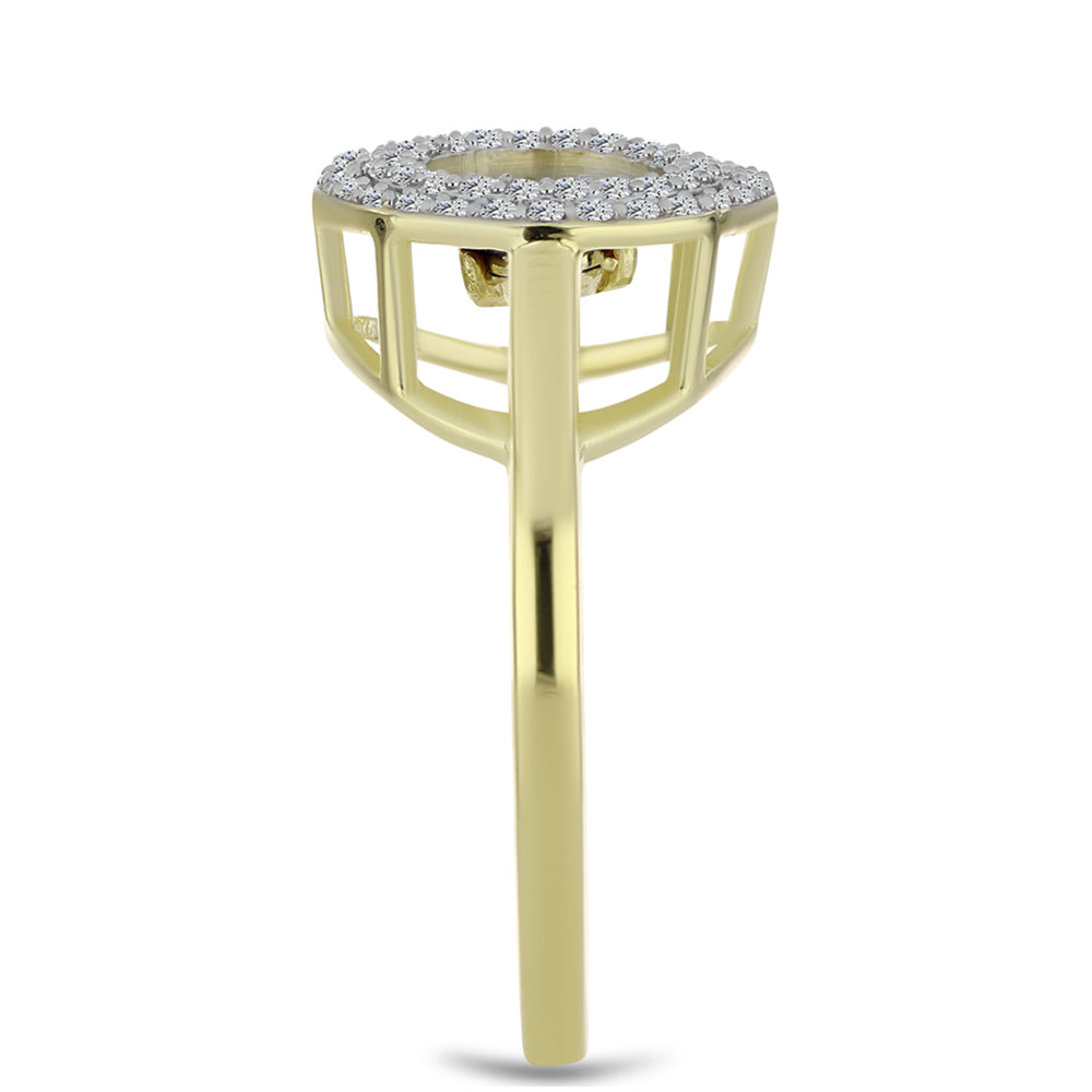 Pozlátený Strieborný Prsteň s Modrým tancujúcim diamantom a Bielym Topásom 4 