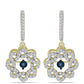 Pozlátené Strieborné Náušnice s Modrým tancujúcim diamantom a Bielym Topásom