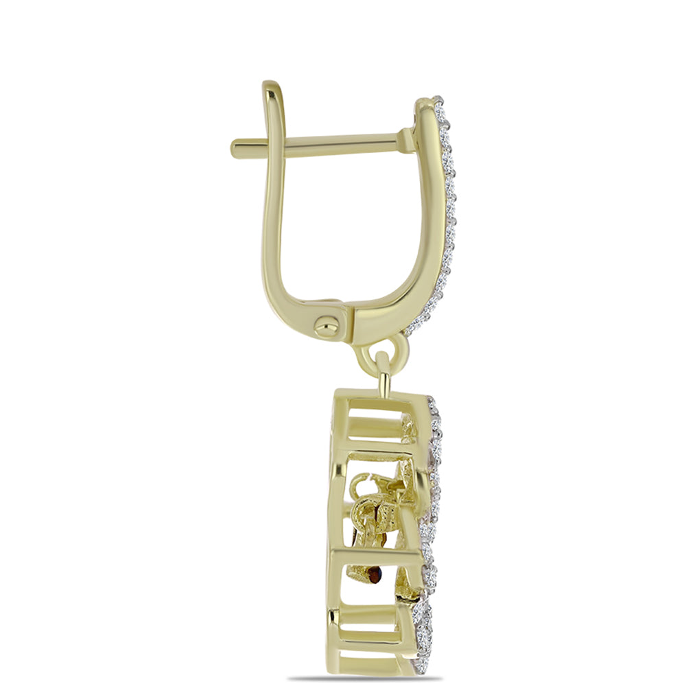 Pozlátené Strieborné Náušnice s Modrým tancujúcim diamantom a Bielym Topásom 2 