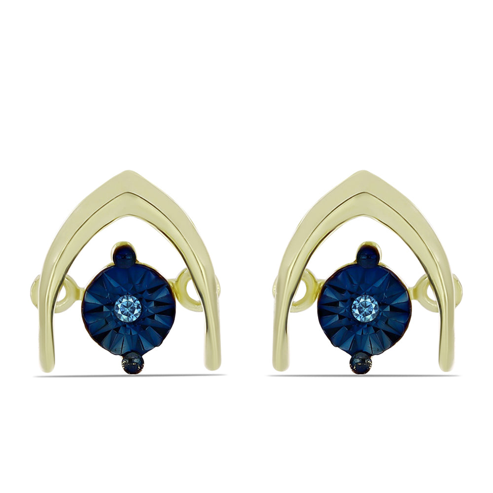 Pozlátené Strieborné Náušnice s Modrým tancujúcim diamantom 1 